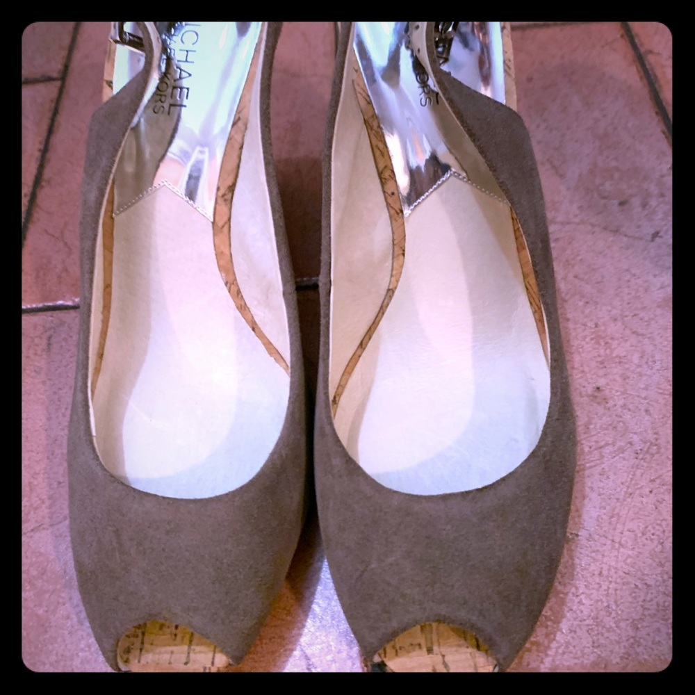 Michael Kors corkscrew open toe wedges